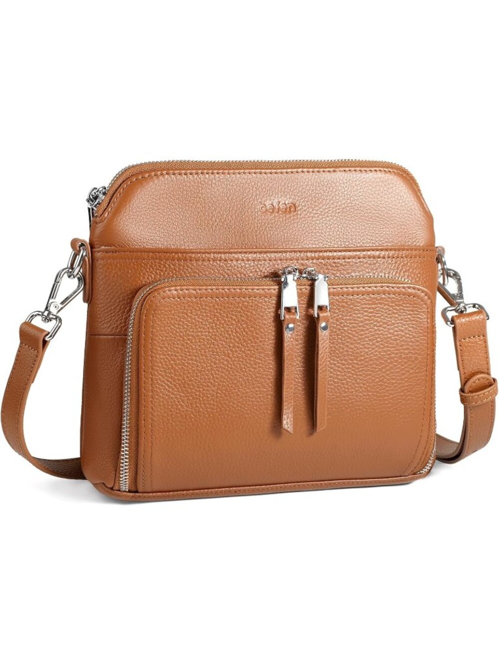 👜Women's Cognac Brown Genuine Leather RFID Crossbody Bags Travel Wallet Purse